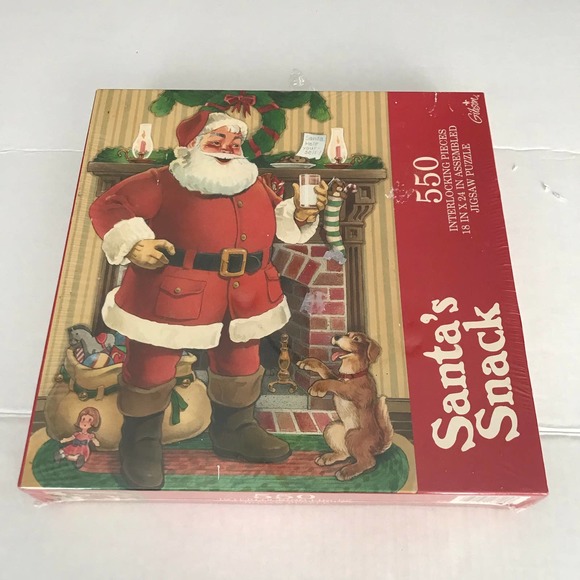 1996 Vintage Gibson Santa's Snack 550 Piece Still in Cellophane Wrapping NEW $25 - Picture 1 of 5